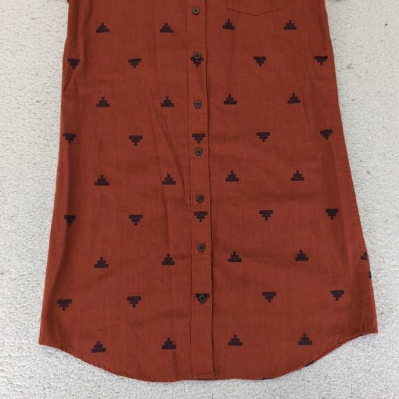 Bridge & Burn Organic Cotton T-shirt Dress Button Front Women's Small Orange - Picture 4 of 9